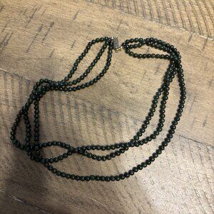 Dark Green Jade Beaded Necklace